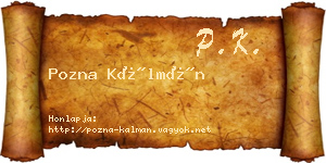 Pozna Kálmán névjegykártya